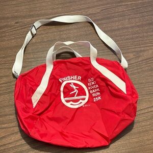 VINTAGE Small Red White Duffle Bag From 25K Running Race